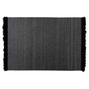 Modern and Contemporary Dark Grey and Black Handwoven Wool Blend Area Rug