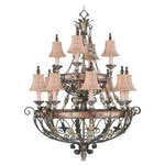 Livex Lighting - Pomplano Chandelier, Palatial Bronze With Gilded Accents - This foyer chandelier from the Pomplano collection features Spanish-inspired iron scroll work. Designed with inner gold dusted art glass surrounded by ornate scrolls and iron work.