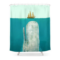 Beach Style Shower Curtains | Houzz - Society6 - Society6 The Whale Shower Curtain - Shower Curtains