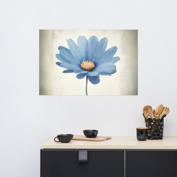 Minimal Floral Art Print: Blue Pastel Perfection Realism Painting