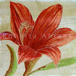 Roberta Ahrens Cracked Linen Botanical Paintings - Artwork