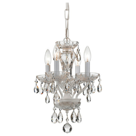 Traditional Crystal 4 Light Wet White Mini Chandelier