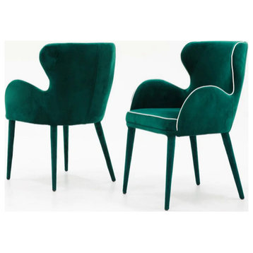 Tori Modern Green Fabric Dining Chair, Set of 2