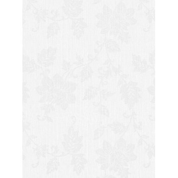 Modern Non-Woven Floral Wallpaper - DW311225849 Blanc Wallpaper, Roll