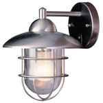 Trans Globe Lighting - Gull 12" Wall Lantern - The Gull Collection exhibits a unique wall lantern that is perfect for adding supplemental lighting to any outdoor living space. The Nautical tone allows the lantern to stand out as both functional and decorative as it lights up any outdoor setting. The romance of the lighthouse is the inspiration for this beautiful Gull 12" Wall Lantern.  Adding more splendors to your outdoor environments, Gull embodies the classic styling of nautical lighting.  Made of weather resistant stainless steel, the round wall plate, pagoda top cap, and Clear Glass with metal piping are all details included with this quality wall lantern.  Bring a timeless touch to your outdoor living areas and lead the way to endless possibilities.