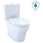 Toto - Toto Aquia IV Washlet 2P Elong 2-Flush 1.28 and 0.8GPF Toilet, Cotton White - The Aquia IV Two-Piece Elongated Dual Flush 1.28 and 0.8 GPF Toilet with CEFIONTECT is the epitome of modern form and function. The Skirted Design conceals the trapway, which enhances the elegant look of the toilet and adds an additional level of sophistication. Skirted Design toilets also minimize the need to reach behind the bowl to clean the nooks and crannies of the exterior trapway. The Aquia IV features TOTOs DYNAMAX TORNADO FLUSH , utilizing a 360 degree cleaning power to reach every part of the bowl. This version of the Aquia IV includes CEFIONTECT, a layer of exceptionally smooth glaze that prevents particles from adhering to the ceramic. This feature, coupled with DYNAMAX TORNADO FLUSH , assists to reduce the frequency of toilet cleanings, minimizing the usage of water, harsh chemicals, and time required for cleaning. The enhanced design of the Aquia IV inner bowl reduces water flow resistance and turbulence, resulting in a quieter flush. The chrome center-mounted push button that sits atop the tank allows you to proactively conserve water by choosing between a 0.8 GPF rinse or 1.28 GPF for tougher jobs. This version of the Aquia IV offers TOTO T40 WASHLET+ compatibility for when you are ready to upgrade. WASHLET+ toilets feature a channel on the bowl surface to help conceal your WASHLET+ supply line and power cord for seamless integration. The TOTO Aquia IV meets the standards for EPA WaterSense, and Californias CEC and CALGreen requirements. The Aquia IV comes ready for install into a 12" rough-in, but may be adapted for a 10" or 14" rough-in with the purchase of a separately sold adapter. The Aquia IV bowl and tank set includes a SoftClose seat, tank to bowl hardware, a tank to bowl gasket, outlet socket, and toilet bolt caps. Additional items needed for installation and use must be purchased separately: wax ring, toilet mounting bolts, and water supply lines. Compatible with T40 WASHLET+ electronic bidet seat models only.