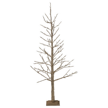 5-foot Pre-Lit 186 White LED Artificial Christmas Twig Tree, Champagne