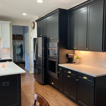 Transitional Kitchen Remodel Done in Glacier White and Onyx Cabinets