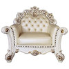 Acme Vendome Chair With Pillow Champagne PU and Antique Pearl Finsih