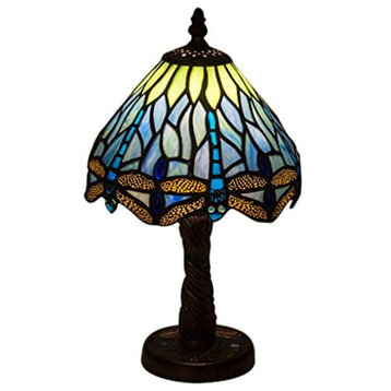 Meyda lighting 26617 12"H Tiffany Hanginghead Dragonfly With Mosaic Base Lamp