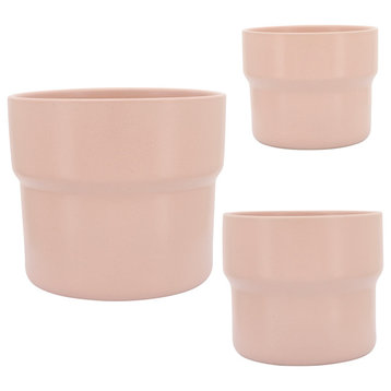Sagebrook Home Contemporary Ceramic, 3-Piece Set, Mushroom Planters In Pink