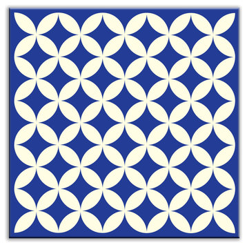 4.25"x4.25" Folksy Love Satin  Decorative Tile, Needle Point Blue