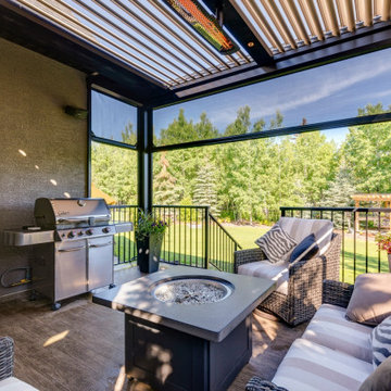 Adjustable StruXure Pergola With Phantom Screens With Heater and Pot Lights