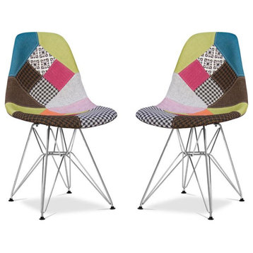 Aron Living Tower 17" Mid-Century Cotton Dining Chairs in Multi-Color (Set of 2)