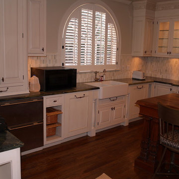 Cabinet Refinishing.Lite off white faux.Custom sink.
