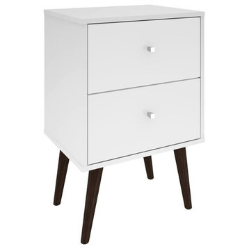 Manhattan Comfort Liberty 2-Drawer Solid Wood End Table in White