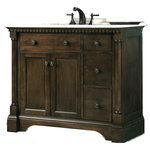 Legion Furniture - Legion Furniture Sink Vanity, Antique Coffee, 36" - A stately addition to a traditional bathroom, the Antique Vanity features carved column and apron detailing and a rich, antique coffee finish. A Carrara marble counter sits atop two large cabinets with five drawers for storing all your bathroom essentials.