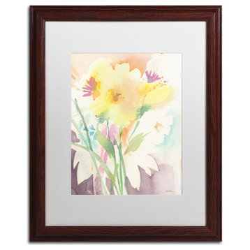 Sheila Golden 'Yellow Flower Blossoming' Art, Wood Frame, 16"x20", White Matte