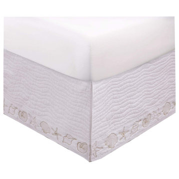 Greenland Coastal Seashell Bed Skirt White in Twin size