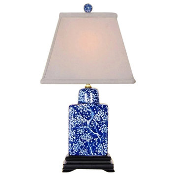 Porcelain Blue and White Plum Tree Tea Caddy Lamp