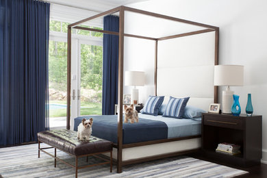 Inspiration for a transitional dark wood floor bedroom remodel in Phoenix with white walls