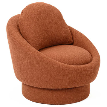 Sammy Saffron Red Boucle Swivel Lounge Chair - Red