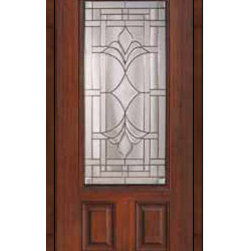 Home Single Door 80 Fiberglass Marsala 2 Panel 3/4 Lite Glass - Front Doors
