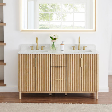 Sierra Single Bathroom Vanity, Washed Light Brown, Washed Light Brown, 60inch, Without Mirror