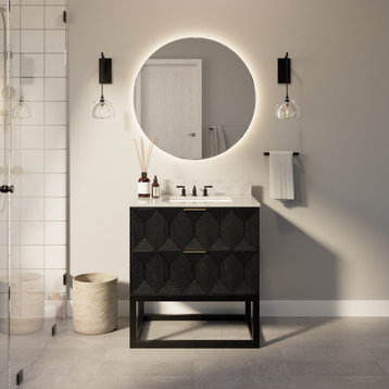 Henley 30" Bathroom Vanity, Dark Oak, Top: Carrara Marble