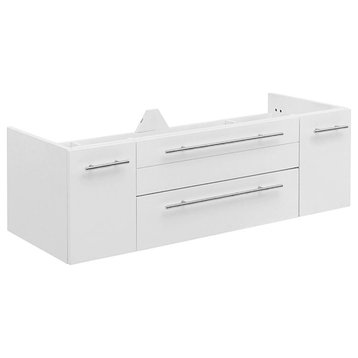 Fresca Lucera 48" Double Undermount Sink Solid Wood Bathroom Cabinet in White