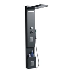 ADM Bathroom Design - ADM Shower Panel System With Handheld Shower Sprayer, Black, 57" - Shower Panels And Columns