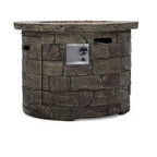 GDF Studio Stonecrest Outdoor Circular Fire Table, Natural Stone/Round