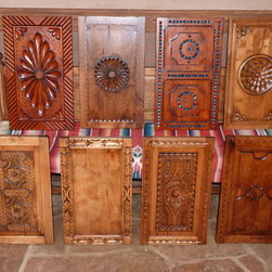 Selection of door panels: WPA panel, Tesuque panel, Velarde panel, Flora Bonita - Kitchen Cabinetry