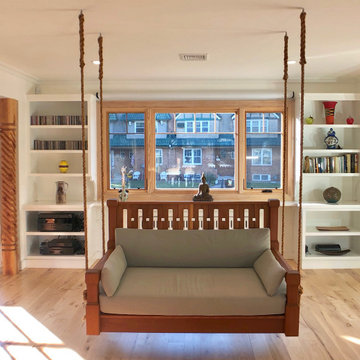 Transitional Living Room Swing Seat