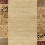 Tayse Rugs - Sedona Transitional Floral Beige Rectangle Area Rug, 5' x 7' - Invoke a sense of tranquility with the natural colors and patterns of this transitional area rug. Featuring an antique ivory and buff beige field surrounded by a botanical border with burnished gold