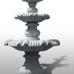 Large Classical 3-Tier Fountain in Bianco Catalina Granite - Outdoor Fountains And Ponds