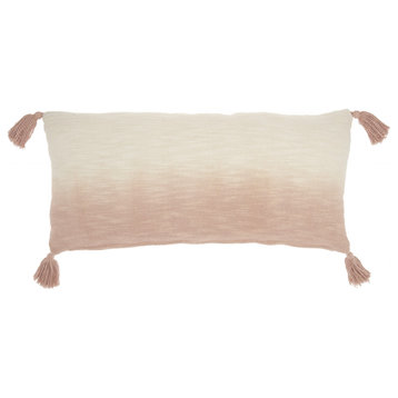 Pink Ombre Tasseled Lumbar Pillow