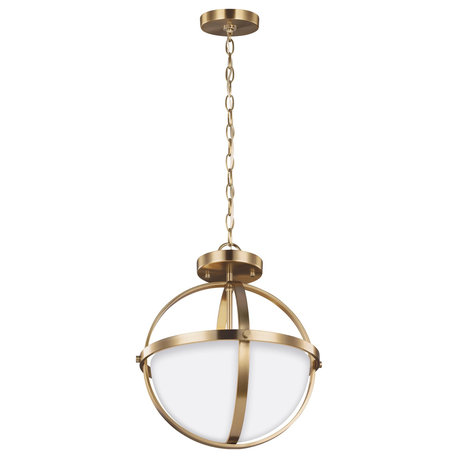 Alturas 2-Light Semi-Flush Convertible Pendant, Satin Brass