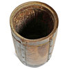 Consigned Antique Small Wood & Metal Rustic Pot