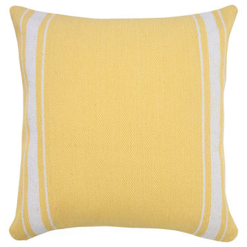 Ox Bay Handwoven Yellow/White Stripe Organic Cotton Pillow Cover, 20"x20"