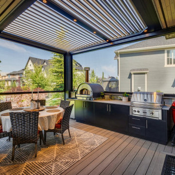 Custom StruXure Pergola over Outdoor Kitchen feat. Phantom Screens