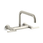 Kohler Purist Bridge Kitchen Faucet With 13-7/8" Spout, Vibrant Polished Nickel