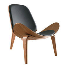 ashcroft mid century modern harmony leather accent chair