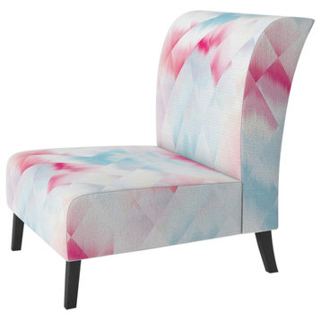 White and Pink Geometric Chair, Slipper Chair