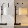 24.75" Industrial Designer Metal LED Task Lamp With USB Charging Port, Black