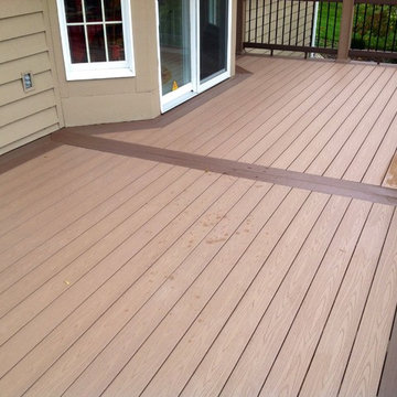 AZEK Deck with Timbertech Builderrail and Genovations Brownstone post wraps