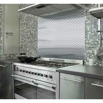 Chevron Stainless Steel Kitchen Backsplash, 24"x48"