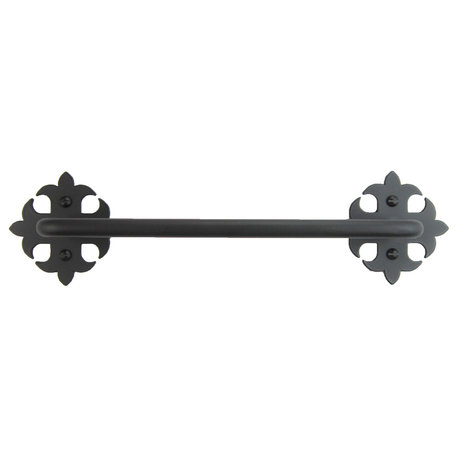 Classic Fleur De Lis Iron Towel Bar SBHTB1, Black, 30"