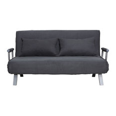 HomCom 58 Suede Convertible Sleeper Sofa, Gray