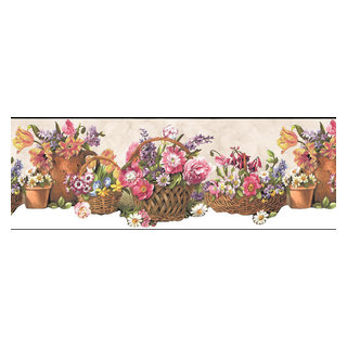 Wallpaper Border - Floral Wallpaper Border, Prepasted - Traditional ...